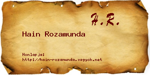 Hain Rozamunda névjegykártya